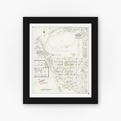 Old map wall art mockup — black gallery frame with white mat — Sanborn Fire Insurance Map from Canal Dover, Tuscarawas County, Ohio (1914), Sheet #0007