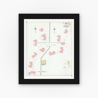 Old map wall art mockup — black gallery frame with white mat — Sanborn Fire Insurance Map from Traverse City, Grand Traverse County, Michigan (1910), Sheet #0035