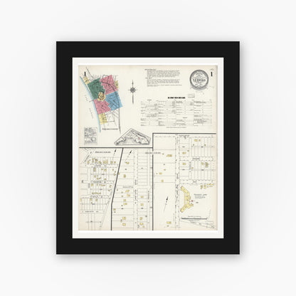 Old map wall art mockup — black gallery frame with white mat — Sanborn Fire Insurance Map from Sebring, Highlands County, Florida (1924) - Complete Map Set