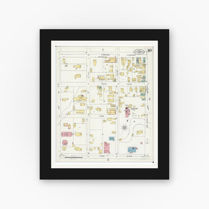 Old map wall art mockup — black gallery frame with white mat — Sanborn Fire Insurance Map from Stillwater, Washington County, Minnesota (1898), Sheet #0010