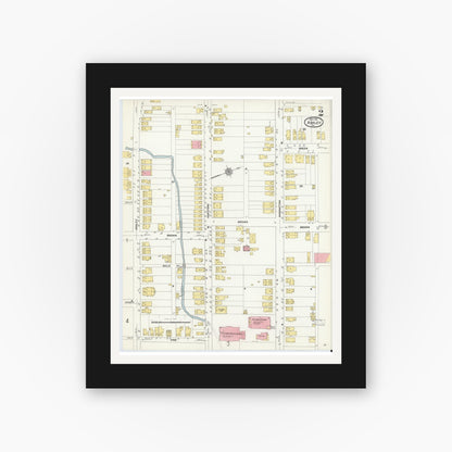 Old map wall art mockup — black gallery frame with white mat — Sanborn Fire Insurance Map from Ashley, Luzerne County, Pennsylvania (1911), Sheet #0002