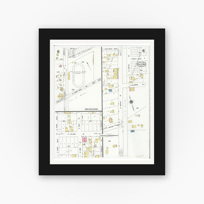 Old map wall art mockup — black gallery frame with white mat — Sanborn Fire Insurance Map from Halfway, Macomb County, Michigan (1925), Sheet #0006