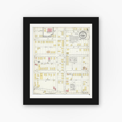 Old map wall art mockup — black gallery frame with white mat — Sanborn Fire Insurance Map from Conway, Beaver County, Pennsylvania (1916) - Complete Map Set