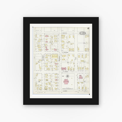 Old map wall art mockup — black gallery frame with white mat — Sanborn Fire Insurance Map from Alliance, Stark County, Ohio (1892), Sheet #0006