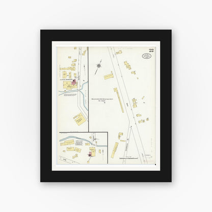 Old map wall art mockup — black gallery frame with white mat — Sanborn Fire Insurance Map from Athol, Worcester County, Massachusetts (1911), Sheet #0022