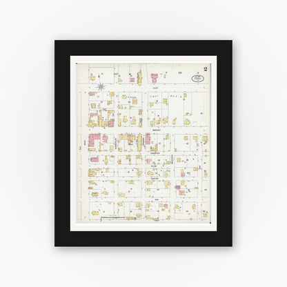 Old map wall art mockup — black gallery frame with white mat — Sanborn Fire Insurance Map from Troy, Madison County, Illinois (1899), Sheet #0002