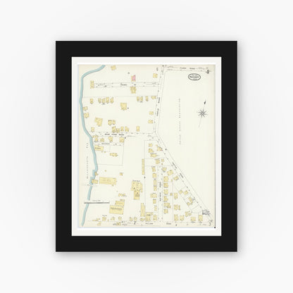 Old map wall art mockup — black gallery frame with white mat — Sanborn Fire Insurance Map from Nahant, Essex County, Massachusetts (1907), Sheet #0004
