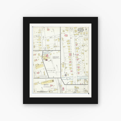 Old map wall art mockup — black gallery frame with white mat — Sanborn Fire Insurance Map from Circleville, Pickaway County, Ohio (1914), Sheet #0002