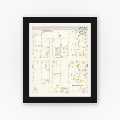 Old map wall art mockup — black gallery frame with white mat — Sanborn Fire Insurance Map from Mountain View, Santa Clara County, California (1904) - Complete Map Set