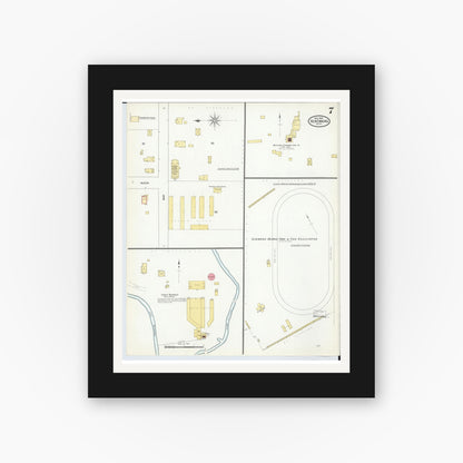 Old map wall art mockup — black gallery frame with white mat — Sanborn Fire Insurance Map from Sebewaing, Huron County, Michigan (1909), Sheet #0007
