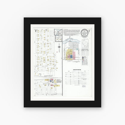 Old map wall art mockup — black gallery frame with white mat — Sanborn Fire Insurance Map from Muscoda, Grant County, Wisconsin (1949) - Complete Map Set