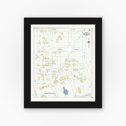 Old map wall art mockup — black gallery frame with white mat — Sanborn Fire Insurance Map from Stillwater, Washington County, Minnesota (1910), Sheet #0005