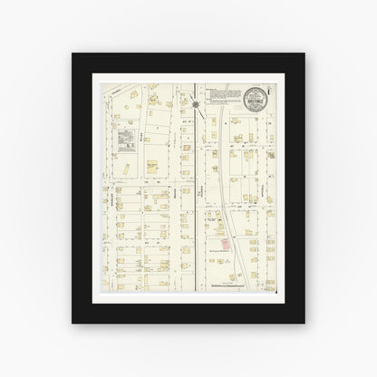 Old map wall art mockup — black gallery frame with white mat — Sanborn Fire Insurance Map from Hastings, Cambria County, Pennsylvania (1910) - Complete Map Set