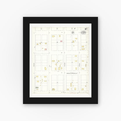 Old map wall art mockup — black gallery frame with white mat — Sanborn Fire Insurance Map from Oceanside, San Diego County, California (1907), Sheet #0003