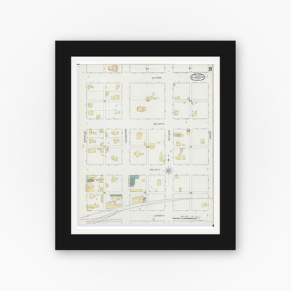 Old map wall art mockup — black gallery frame with white mat — Sanborn Fire Insurance Map from Glencoe, Mcleod County, Minnesota (1893), Sheet #0003