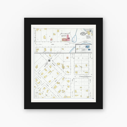 Old map wall art mockup — black gallery frame with white mat — Sanborn Fire Insurance Map from Palmyra, Jefferson County, Wisconsin (1919), Sheet #0003
