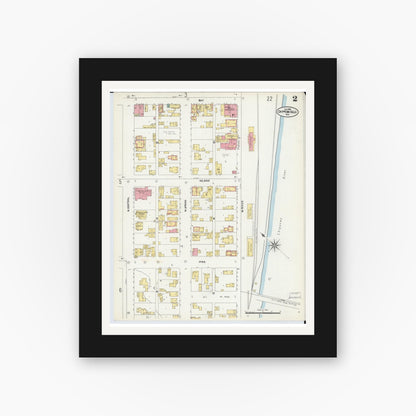 Old map wall art mockup — black gallery frame with white mat — Sanborn Fire Insurance Map from Chippewa Falls, Chippewa County, Wisconsin (1903), Sheet #0002