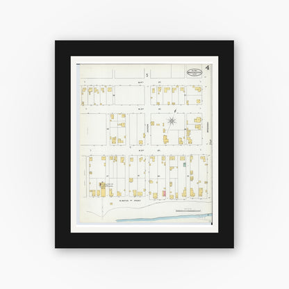 Old map wall art mockup — black gallery frame with white mat — Sanborn Fire Insurance Map from Manchester, Adams County, Ohio (1904), Sheet #0004