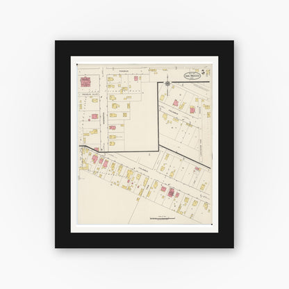 Old map wall art mockup — black gallery frame with white mat — Sanborn Fire Insurance Map from Canal Winchester, Franklin County, Ohio (1922), Sheet #0005