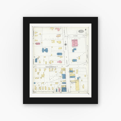 Old map wall art mockup — black gallery frame with white mat — Sanborn Fire Insurance Map from Batavia, Kane County, Illinois (1916), Sheet #0004