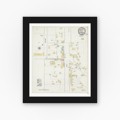 Old map wall art mockup — black gallery frame with white mat — Sanborn Fire Insurance Map from Centerville, Alameda County, California (1887), Sheet #0001