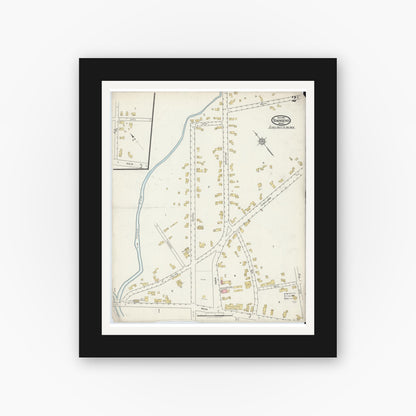 Old map wall art mockup — black gallery frame with white mat — Sanborn Fire Insurance Map from Townsend, Middlesex County, Massachusetts (1917), Sheet #0002