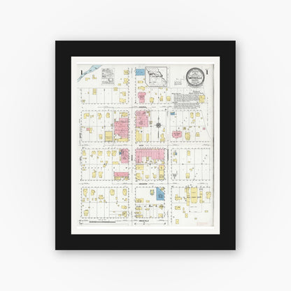 Old map wall art mockup — black gallery frame with white mat — Sanborn Fire Insurance Map from Smithville, Clay County, Missouri (1928) - Complete Map Set