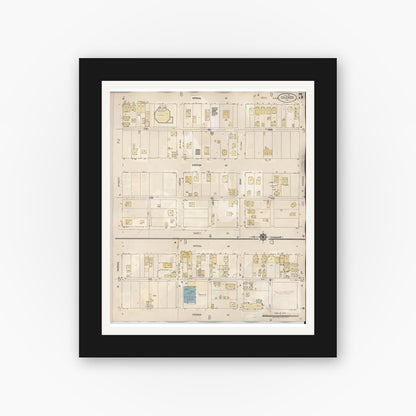 Old map wall art mockup — black gallery frame with white mat — Sanborn Fire Insurance Map from Calexico, Imperial County, California (1949), Sheet #0005