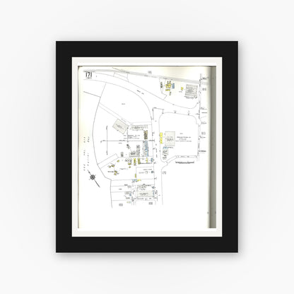Old map wall art mockup — black gallery frame with white mat — Sanborn Fire Insurance Map from Honolulu, Oahu County, Hawaii (1955), Sheet #0171