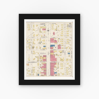 Old map wall art mockup — black gallery frame with white mat — Sanborn Fire Insurance Map from Tomah, Monroe County, Wisconsin (1922), Sheet #0004
