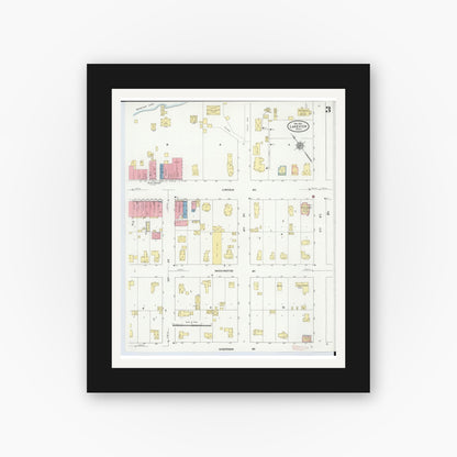 Old map wall art mockup — black gallery frame with white mat — Sanborn Fire Insurance Map from Lakeview, Montcalm County, Michigan (1910), Sheet #0003