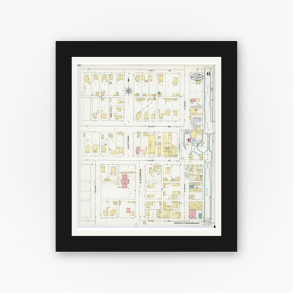 Old map wall art mockup — black gallery frame with white mat — Sanborn Fire Insurance Map from Delphos, Van Wert And Allen Counties, Ohio (1904), Sheet #0006