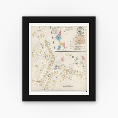 Old map wall art mockup — black gallery frame with white mat — Sanborn Fire Insurance Map from Egypt, Lehigh County, Pennsylvania (1924), Sheet #0001