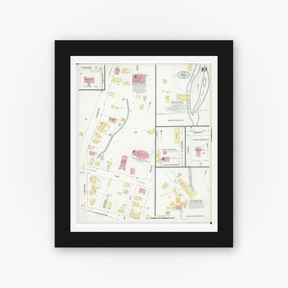 Old map wall art mockup — black gallery frame with white mat — Sanborn Fire Insurance Map from Ionia, Ionia County, Michigan (1907), Sheet #0010