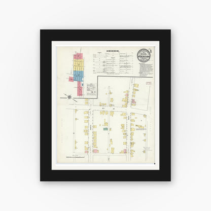 Old map wall art mockup — black gallery frame with white mat — Sanborn Fire Insurance Map from McSherrystown, Adams County, Pennsylvania (1910) - Complete Map Set