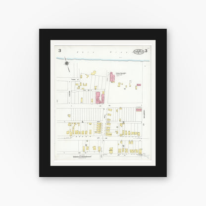 Old map wall art mockup — black gallery frame with white mat — Sanborn Fire Insurance Map from Coraopolis, Allegheny County, Pennsylvania (1924), Sheet #0003