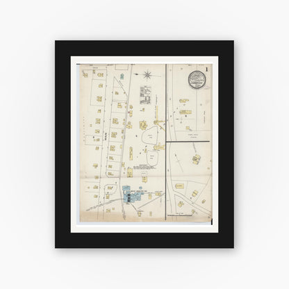 Old map wall art mockup — black gallery frame with white mat — Sanborn Fire Insurance Map from Champion, Marquette County, Michigan (1888) - Complete Map Set