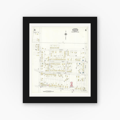 Old map wall art mockup — black gallery frame with white mat — Sanborn Fire Insurance Map from Hamburg, Erie County, New York (1923), Sheet #0006