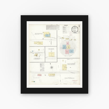 Old map wall art mockup — black gallery frame with white mat — Sanborn Fire Insurance Map from Corona, Riverside County, California (1900) - Complete Map Set