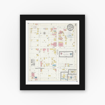 Old map wall art mockup — black gallery frame with white mat — Sanborn Fire Insurance Map from Nauvoo, Hancock County, Illinois (1898) - Complete Map Set