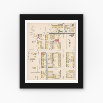 Old map wall art mockup — black gallery frame with white mat — Sanborn Fire Insurance Map from Shamokin, Northumberland County, Pennsylvania (1922), Sheet #0018