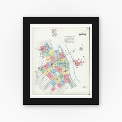 Old map wall art mockup — black gallery frame with white mat — Sanborn Fire Insurance Map from New Brunswick, Middlesex County, New Jersey (1897) - Complete Map Set