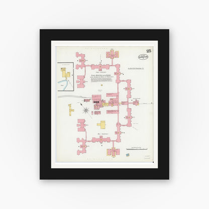 Old map wall art mockup — black gallery frame with white mat — Sanborn Fire Insurance Map from Norristown, Montgomery County, Pennsylvania (1902), Sheet #0025