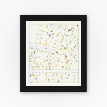 Old map wall art mockup — black gallery frame with white mat — Sanborn Fire Insurance Map from Randolph, Cattaraugus County, New York (1902), Sheet #0003