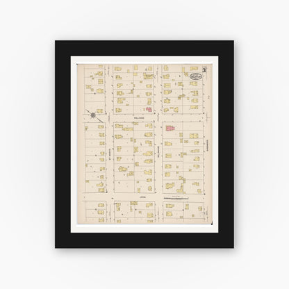Old map wall art mockup — black gallery frame with white mat — Sanborn Fire Insurance Map from Decatur, Van Buren County, Michigan (1922), Sheet #0003