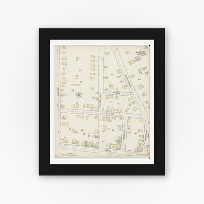 Old map wall art mockup — black gallery frame with white mat — Sanborn Fire Insurance Map from Orange, Essex County, New Jersey (1885), Sheet #0009