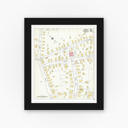 Old map wall art mockup — black gallery frame with white mat — Sanborn Fire Insurance Map from Sidney, Delaware County, New York (1917), Sheet #0003