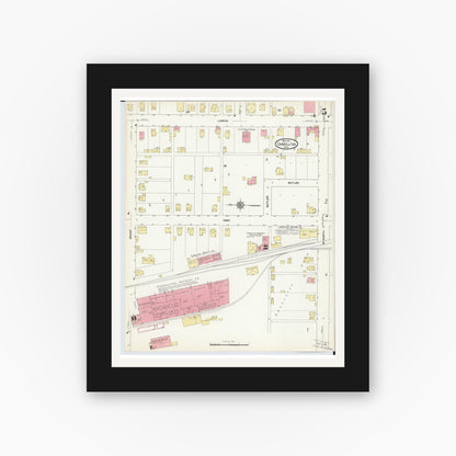 Old map wall art mockup — black gallery frame with white mat — Sanborn Fire Insurance Map from Carrollton, Carroll County, Ohio (1911), Sheet #0005