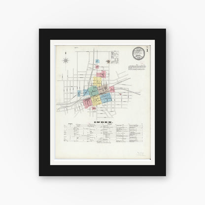 Old map wall art mockup — black gallery frame with white mat — Sanborn Fire Insurance Map from Corry, Erie County, Pennsylvania (1897) - Complete Map Set