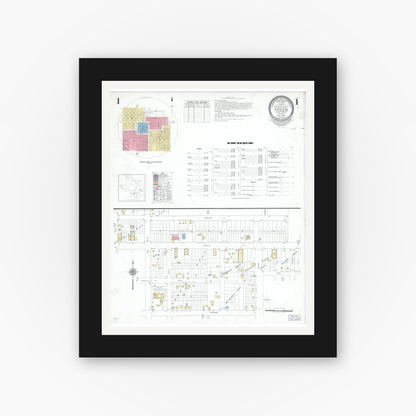Old map wall art mockup — black gallery frame with white mat — Sanborn Fire Insurance Map from Freer, Duval County, Texas (1948) - Complete Map Set